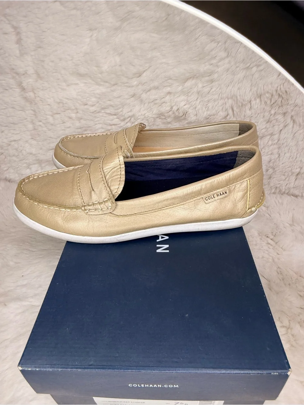 Cole Haan Nantucket‎ Loafers Soft Gold Metallic Leather 7.5B